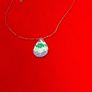 925 SEMI PRECIOUS Sterling Silver Teardrop necklace.